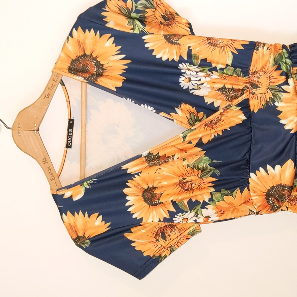 Ouges Women's Size M One Piece Sunflower Print Dr… - image 2